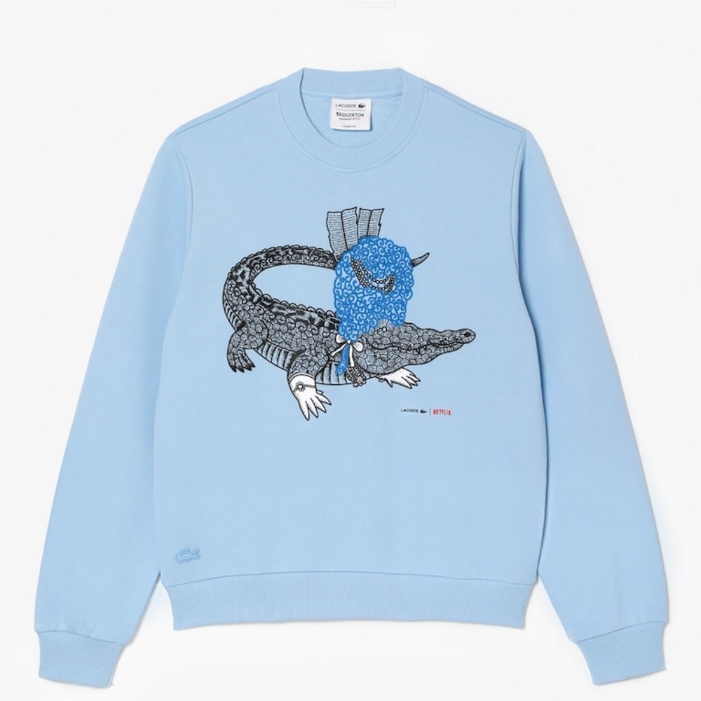 Lacoste X NETFLIX LOGO-PRINT SWEATSHIRT IN BLUE